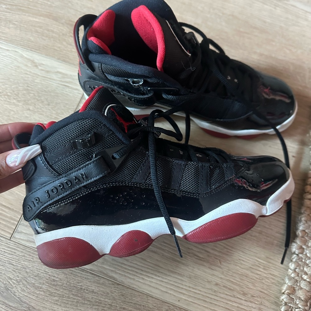 Jordan Black and Red Sneakers with Chunky Design
